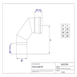 Pellet Stove Flue Bend 90 Degree drawing