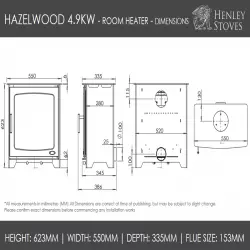Hazelwood 5 kW Room Heater Stove drawing
