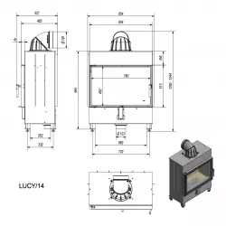 Lucy 14 kW Insert Stove drawing