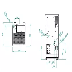 Futura 11 Black Wood Pellet Stove drawing rear side