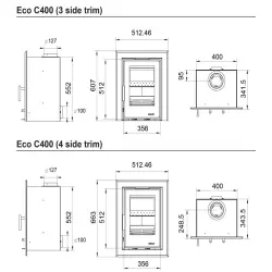 Eco C400 4.5 kW ( Eco Design ) Cassette Stove drawing