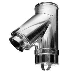 Pellet Stove Twin Wall Flue Tee 45 Degree With Drain Plug
