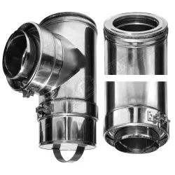 Pellet Stove Twin Wall Flue Tee 90 Degree With Drain Plug